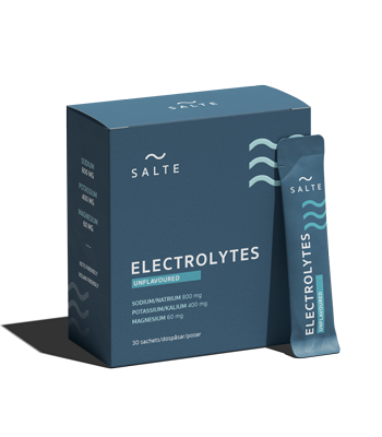 Förpackning med Salte Elektrolyter naturell, låda med dospåsar