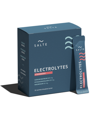 Förpackning med Salte Elektrolyter med jordgubbsmak