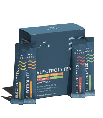 Salte Electrolytes variety pack with multiple single-serve sachets in different flavors Salte Electrolytes variety pack with multiple single-serve sachets in different flavors