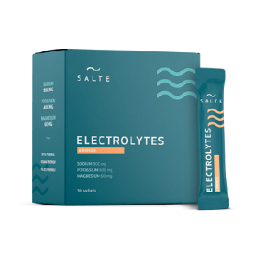 Package of Salt Electrolytes with orange flavor, box with sachets