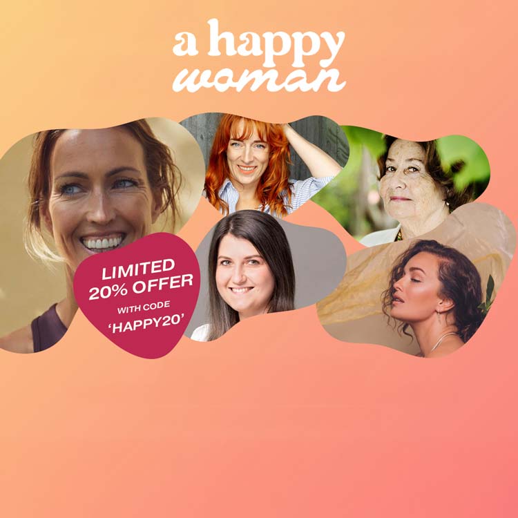 Logotyp med A Happy Woman och en samlingsbild av olika kvinnor